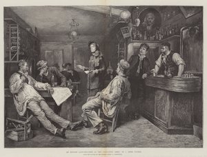 Een Engelse vrouwelijke predikant van het Leger des Heils, in een Zwitserse taverne
